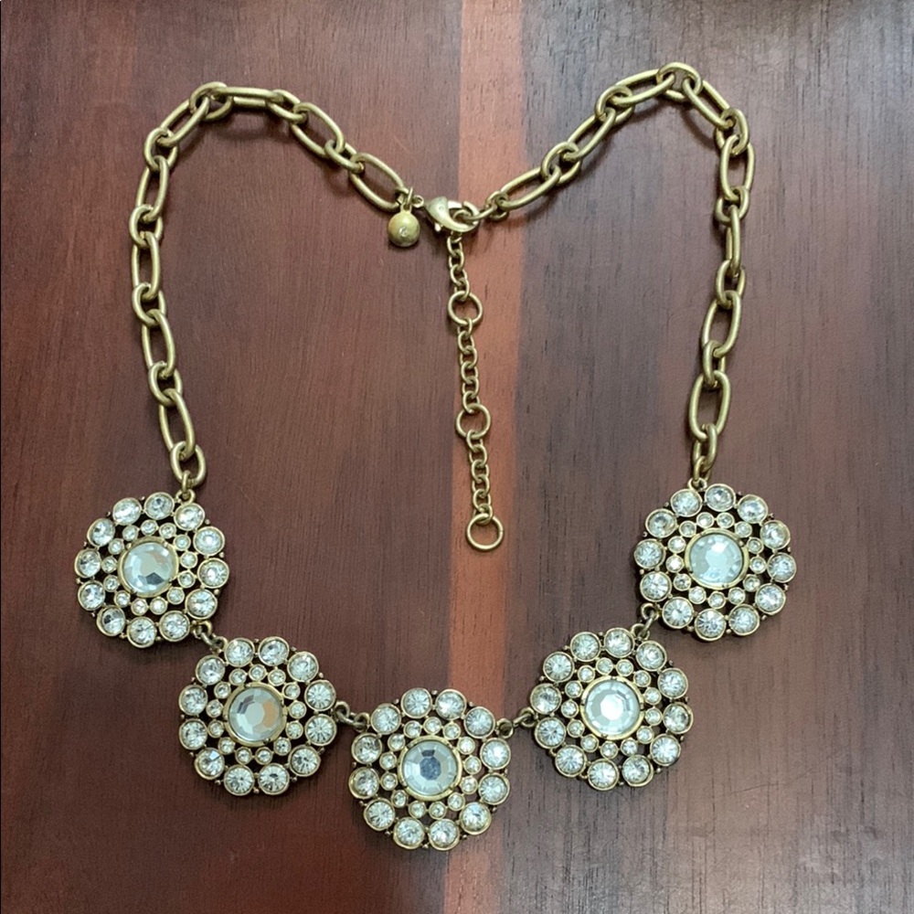 J. Crew gold tone rhinestone statement necklace